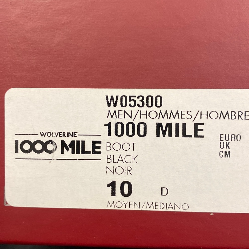 Brand new in box black  Wolverine 1000 mile size 10